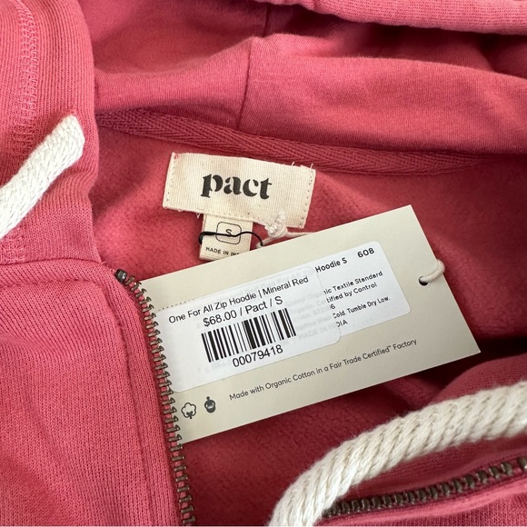 NWT Pact 100% Organic Cotton One For All Gender Neutral Fleece Lined Zip Hoodie - Picture 6 of 9